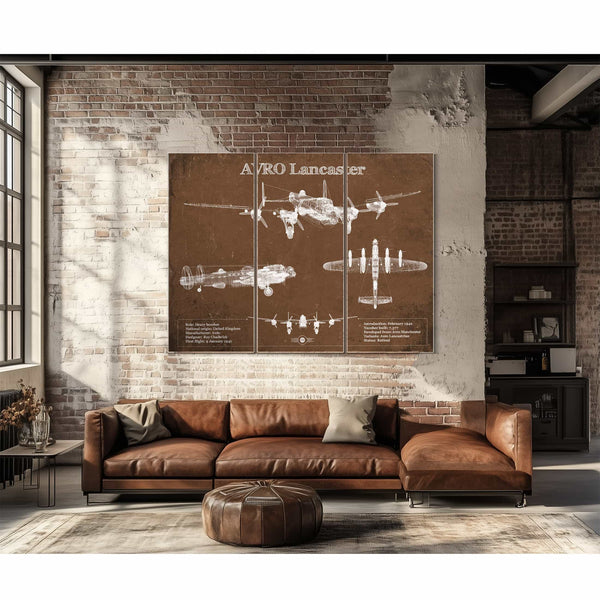 AVRO Lancaster UK Heavy Bomber Blueprint Original Military Wall Art