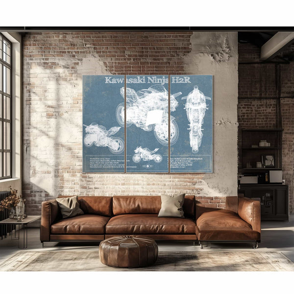 Kawasaki H2R Ninja Blueprint Motorcycle Patent Print
