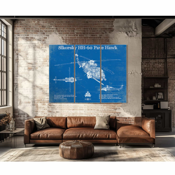 Sikorsky HH-60 Pave Hawk Vintage Aviation Blueprint Military Print