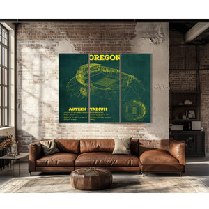 Vintage Autzen Stadium Blueprint - Oregon Ducks Football Print