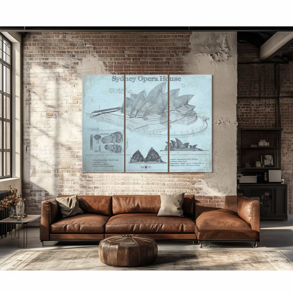 Sydney Opera House Blueprint Vintage Art Print