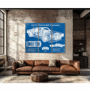 1970 Chevrolet Split Bumper Camaro Blueprint Vintage Auto Patent Print
