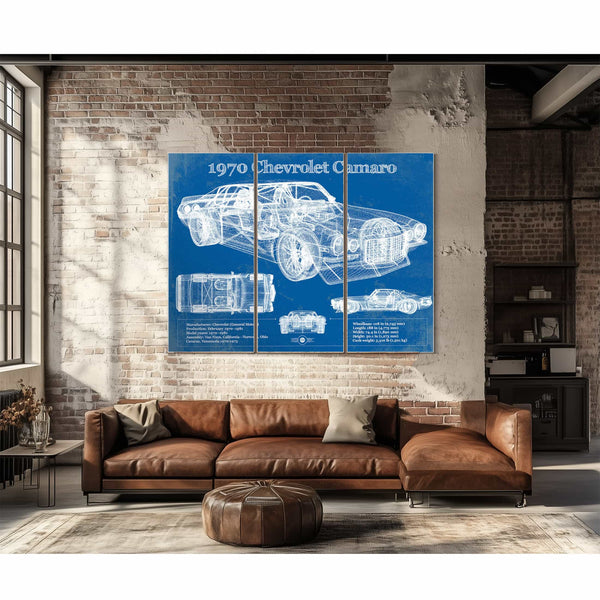 1970 Chevrolet Split Bumper Camaro Blueprint Vintage Auto Patent Print