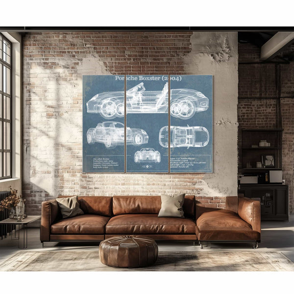Porsche Boxster (2004) Blueprint Vintage Auto Print