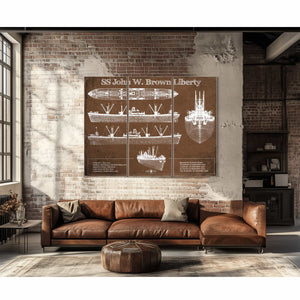 SS John W. Brown Liberty ship Blueprint Original Military Wall Art - Customizable