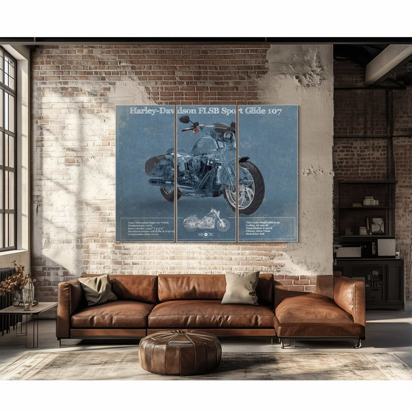 Harley-Davidson FLSB Sport Glide Blueprint Motorcycle Patent Print