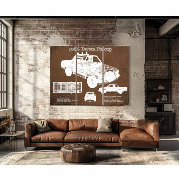 1986 Toyota Hilux Pickup Vintage Blueprint Auto Print
