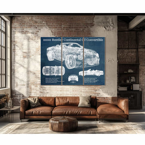 2020 Bentley Continental Gt Convertible Vintage Blueprint Auto Print