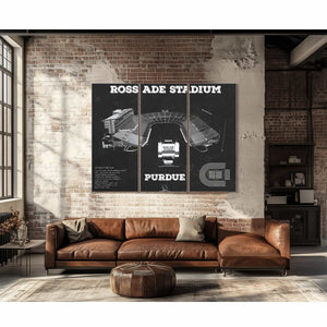 Purdue Boilermakers - Ross-Ade Vintage Football Stadium Blueprint Art Print