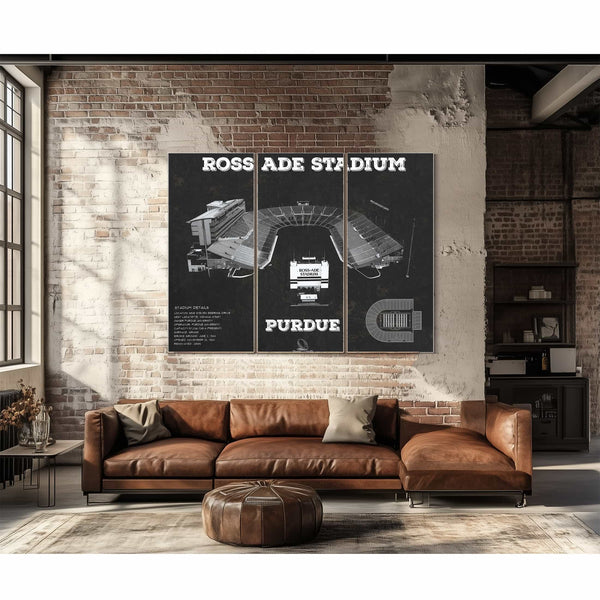 Purdue Boilermakers - Ross-Ade Vintage Football Stadium Blueprint Art Print