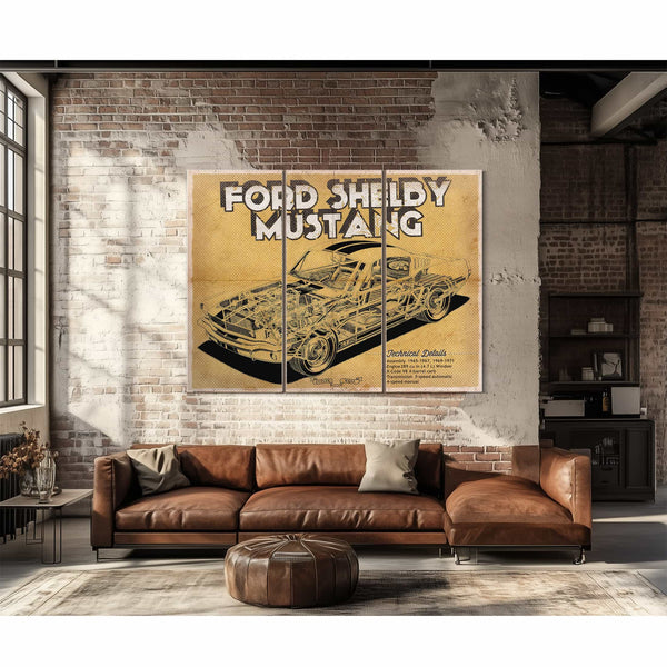 Vintage Ford Shelby Mustang Sports Car Print