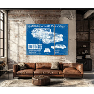 1958 Oldsmobile 88 Fiesta Wagon Vintage Blueprint Auto Print