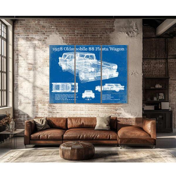 1958 Oldsmobile 88 Fiesta Wagon Vintage Blueprint Auto Print