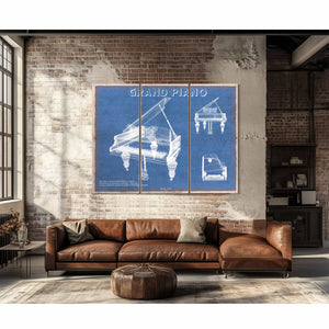 Grand Piano Musical Instrument Original Blueprint Art