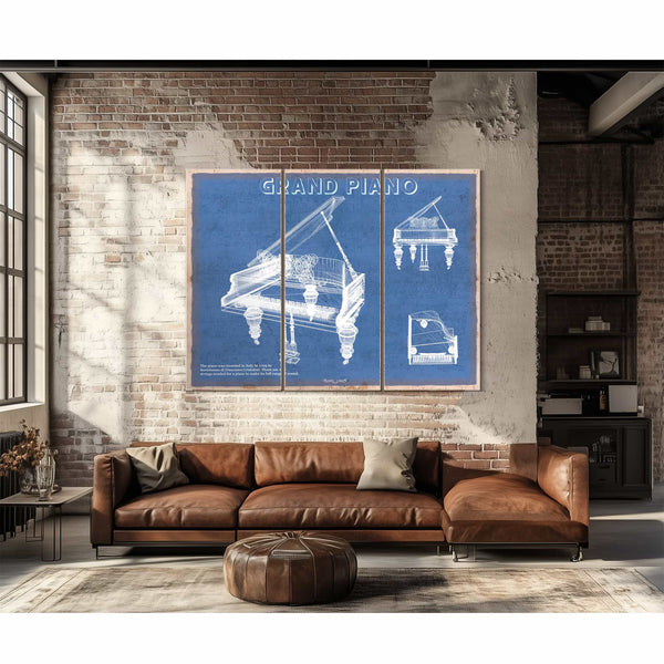 Grand Piano Musical Instrument Original Blueprint Art