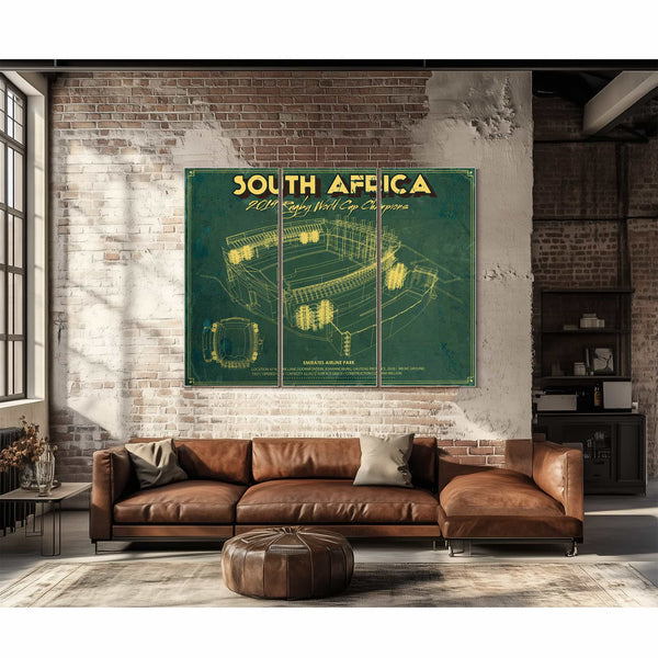 South Africa World Cup 2019 Champions - Vintage Ellis Park Stadium Print