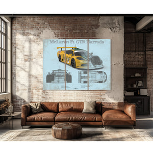 McLaren F1 GTR Harrods Blueprint Vintage Auto Print