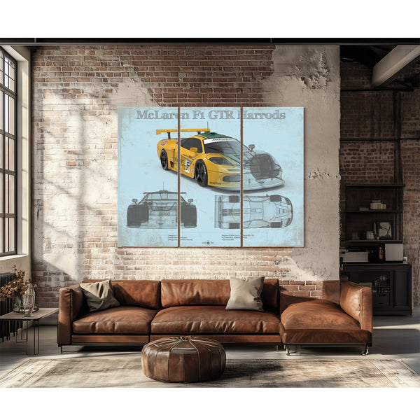 McLaren F1 GTR Harrods Blueprint Vintage Auto Print