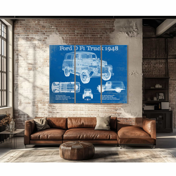 Ford D F1 1948 Truck Vintage Blueprint Auto Print