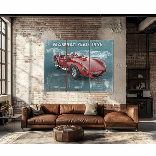 Maserati 450s 1956 Original Vintage Car Blueprint