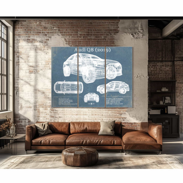 Audi Q8 (2019) Blueprint Vintage Auto Print