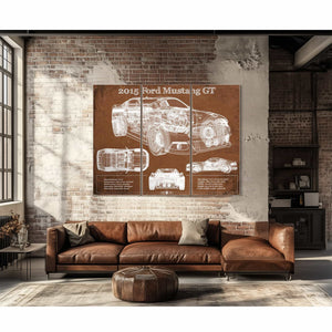 2015 Ford Mustang GT Eleanor Blueprint Vintage Auto Print