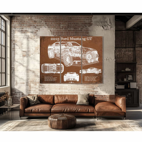 2015 Ford Mustang GT Eleanor Blueprint Vintage Auto Print