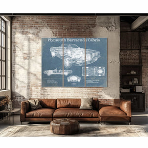 Plymouth Barracuda Cabrio Blueprint Vintage Auto Print