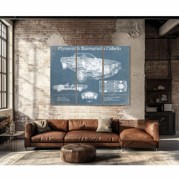 Plymouth Barracuda Cabrio Blueprint Vintage Auto Print