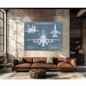 F/A-18 Hornet Blueprint Original Military Wall Art