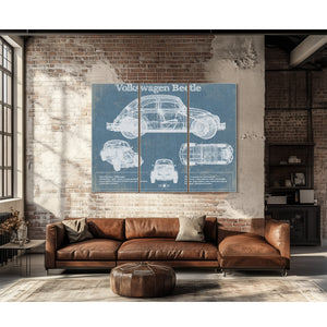 Volkswagen Beetle Blueprint Vintage Auto Print