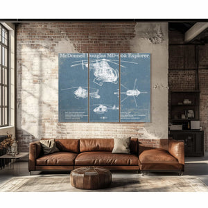 McDonnell Douglas MD-902 Explorer Vintage Blueprint Helicopter Print