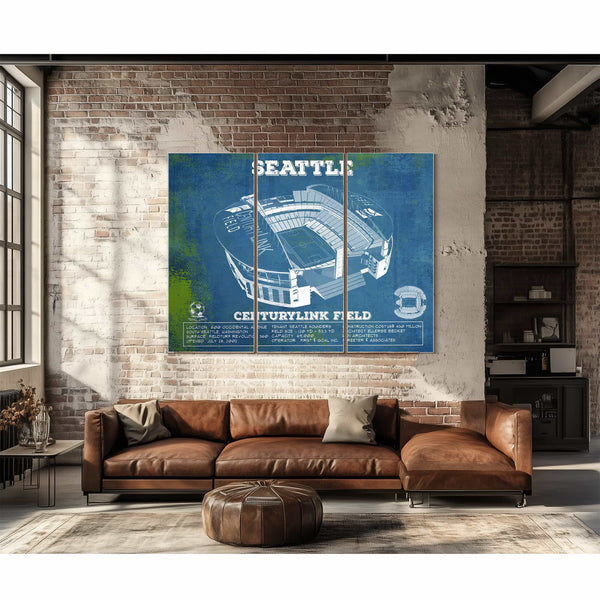 Seattle Sounders F.C. - Vintage Century Link Field MLS Soccer Print