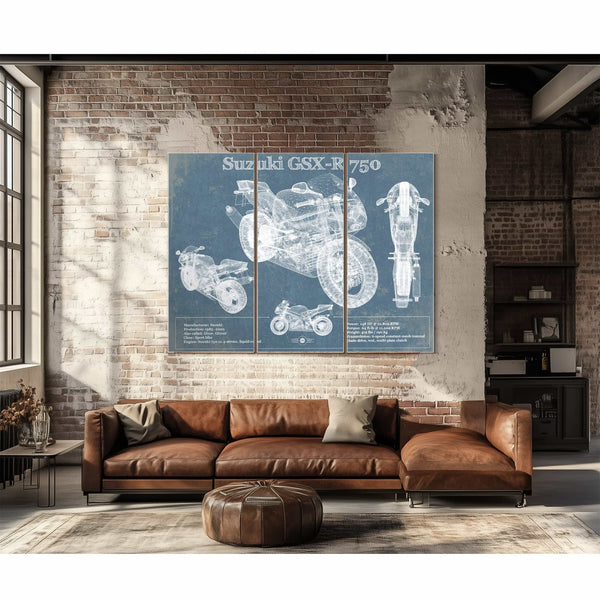 Suzuki GSX R750 Blueprint Motorcycle Patent Print