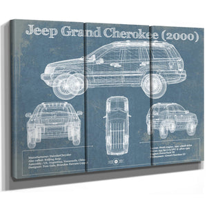 Jeep Grand Cherokee 2000 Vintage Blueprint Auto Print