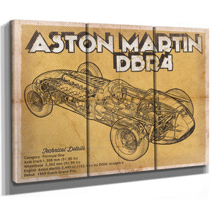 Aston Martin DB9 Blueprint Vintage Auto Print