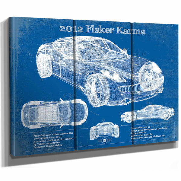 2012 Fisker Karma Blueprint Vintage Auto Print