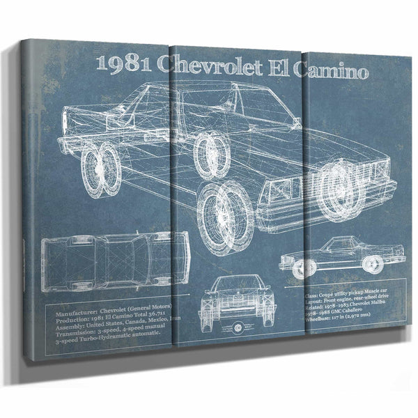 1981 Chevrolet El Camino Vintage Blueprint Auto Print