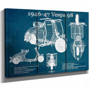 1946-47 Vespa 98 Vintage Blueprint Auto Print