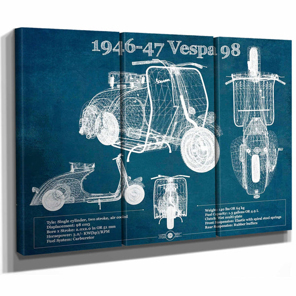 1946-47 Vespa 98 Vintage Blueprint Auto Print
