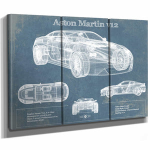 Aston Martin V12 Blueprint Vintage Auto Print