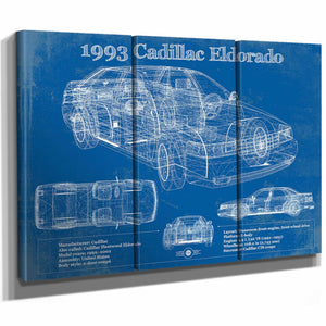 1993 Cadillac Eldorado Coupe Vintage Blueprint Auto Print