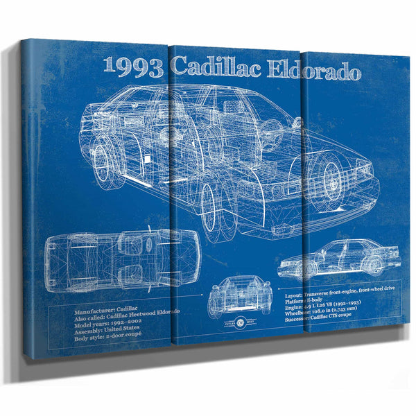 1993 Cadillac Eldorado Coupe Vintage Blueprint Auto Print