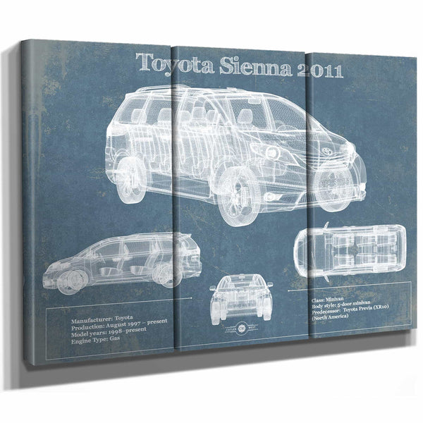 Toyota Sienna 2011 Blueprint Vintage Auto Print