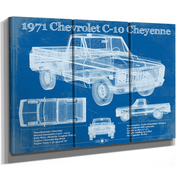 1971 Chevrolet C-10 Cheyenne Original Blueprint Art