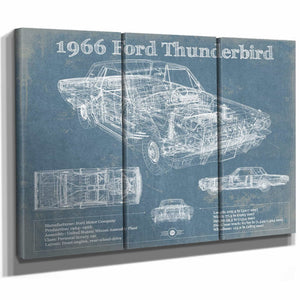 1966 Ford Thunderbird Blueprint Vintage Auto Print