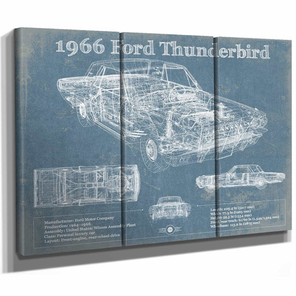1966 Ford Thunderbird Blueprint Vintage Auto Print