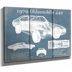 1970 Oldsmobile 442 Vintage Blueprint Auto Print