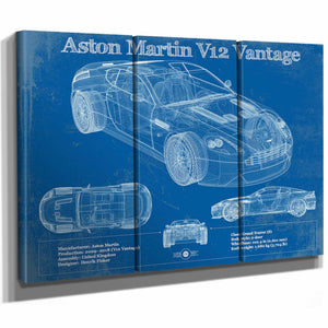 Original Aston Martin V12 Blueprint Vintage Auto Print
