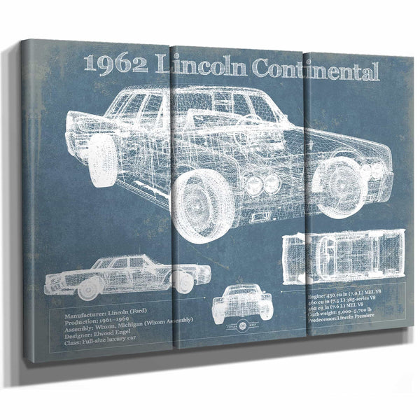 1962 Lincoln Continental Sedan Vintage Blueprint Auto Print